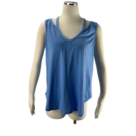 Bobbie Brooks XL Blue Top Cold Shoulder Sleeveless - Picture 1 of 5